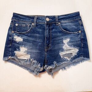 American Eagle Hi-Rise Shortie Distressed Shorts 6